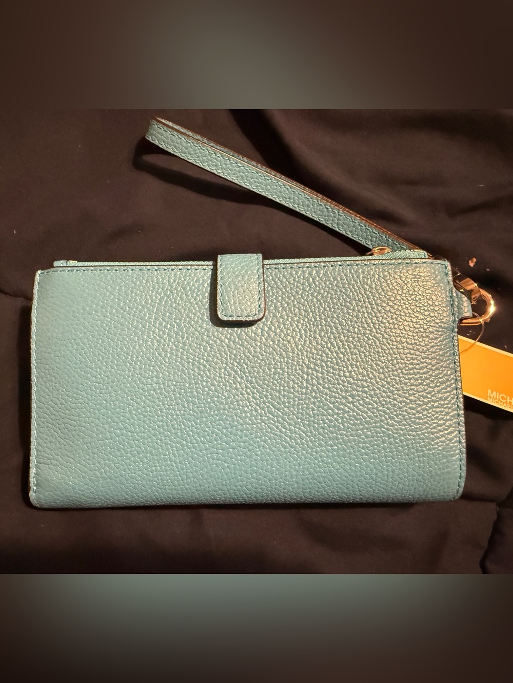 Michael Kors Teal Pebbled Leather Wristlet